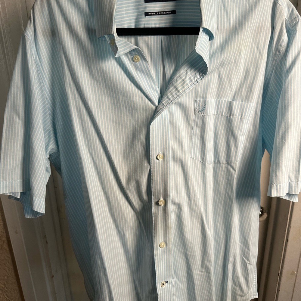 Nautica Men's Blue Striped Shirt